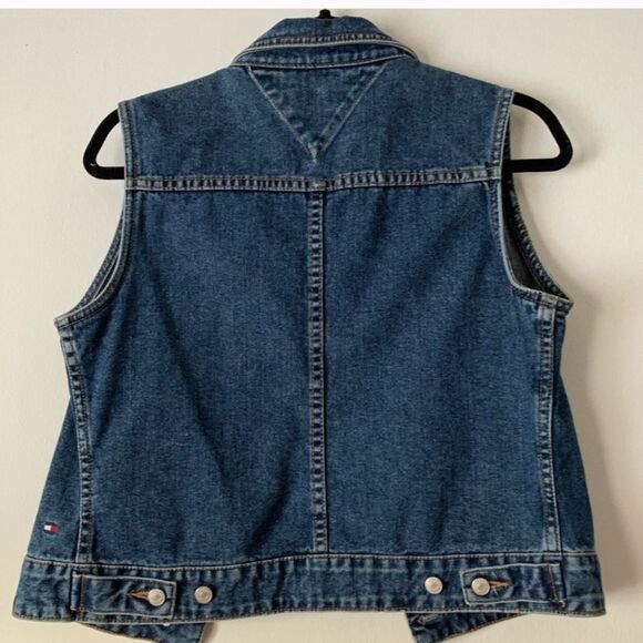 Tommy Hilfiger blue sleeveless denim vest, metal buttons, size Med - Picture 10 of 13
